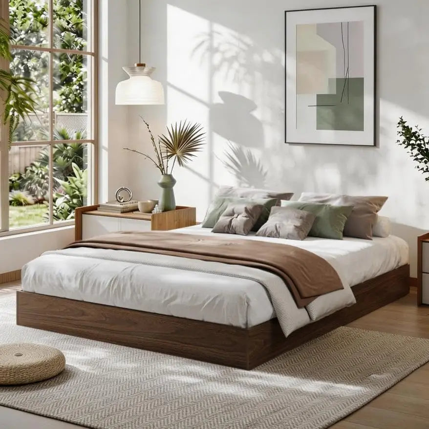 Modern Wooden Platform Bed Frame With Durable Support Slats