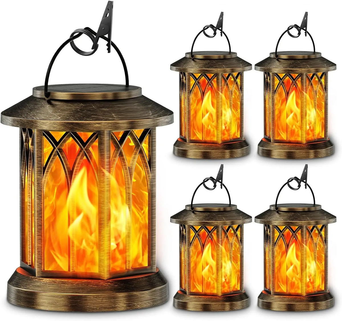 Waterproof Solar Lantern With Flickering Flame for Outdoor Garden Decor