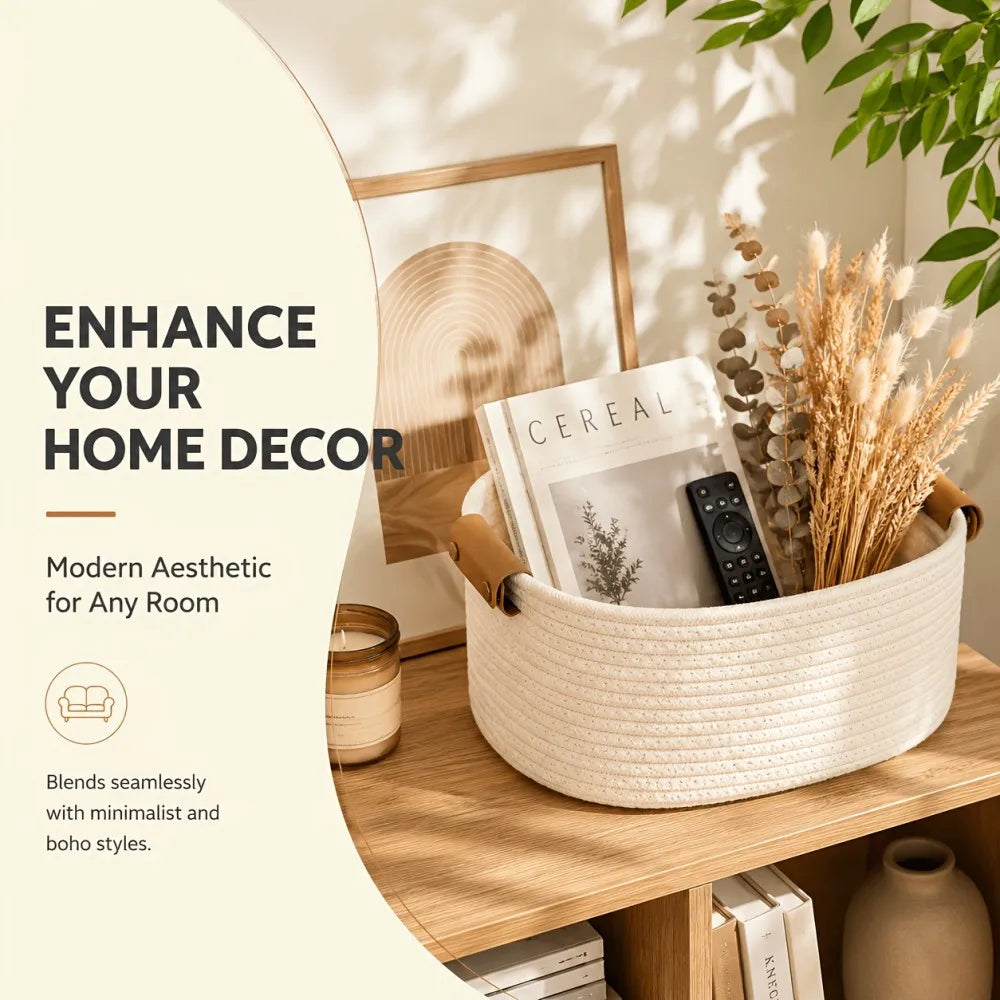 Sturdy Wooden Storage Basket Set For Home Organization And Decor