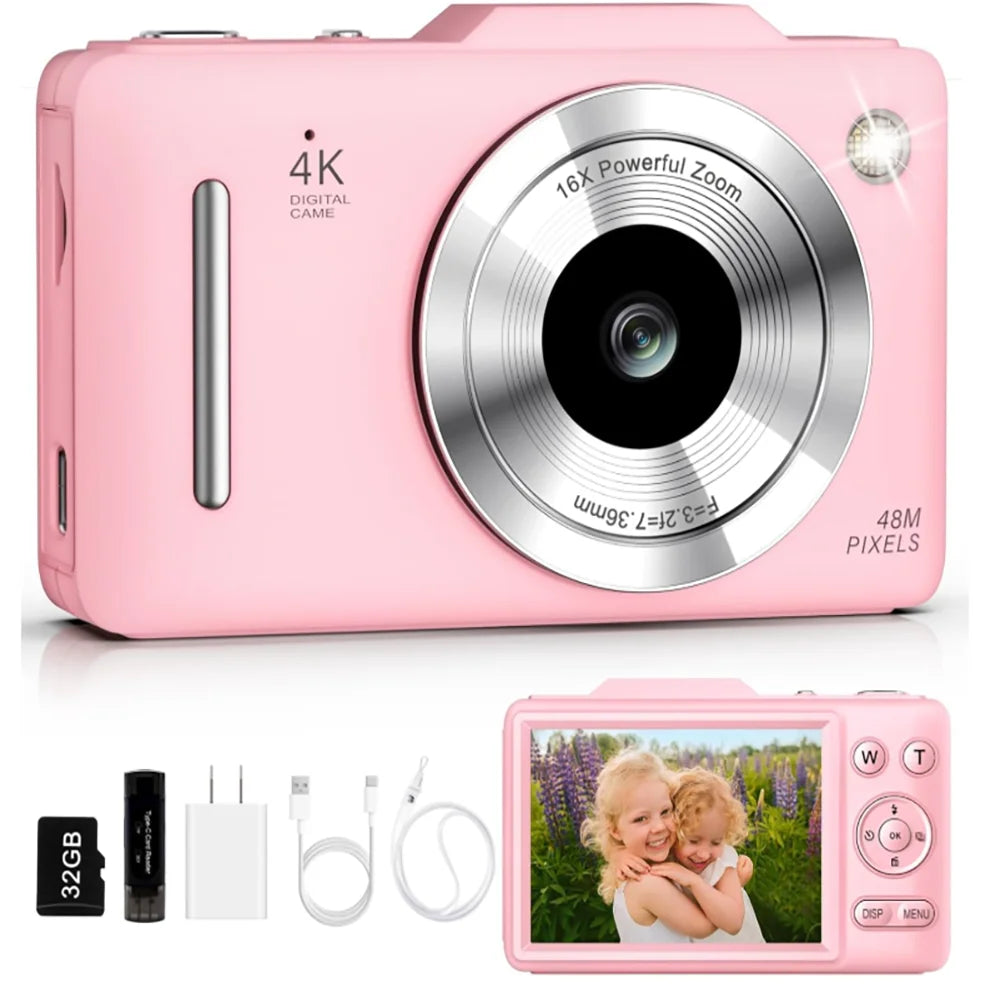 Compact 4K Digital Camera With Zoom For Students And Travel
