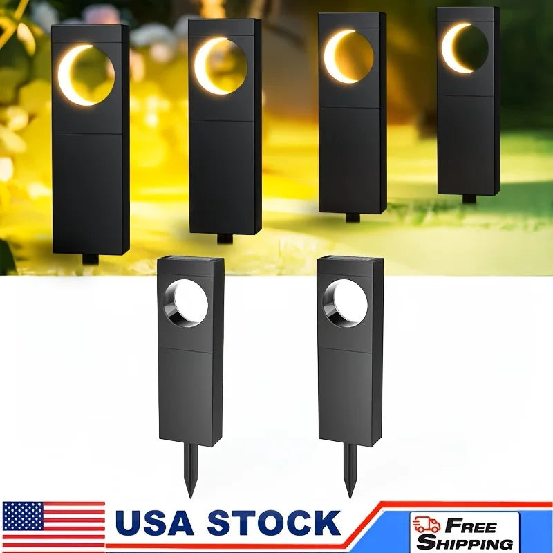 Solar Outdoor Pathway Lights Waterproof Moon Garden Yard Decor