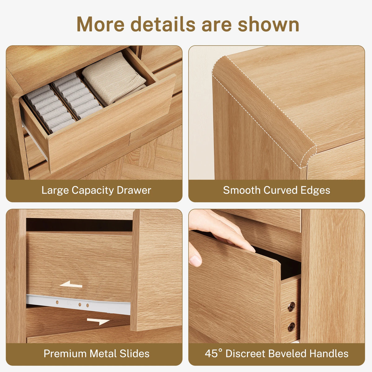 Modern 9 Drawer Dresser With Curved Profile Bedroom Storage