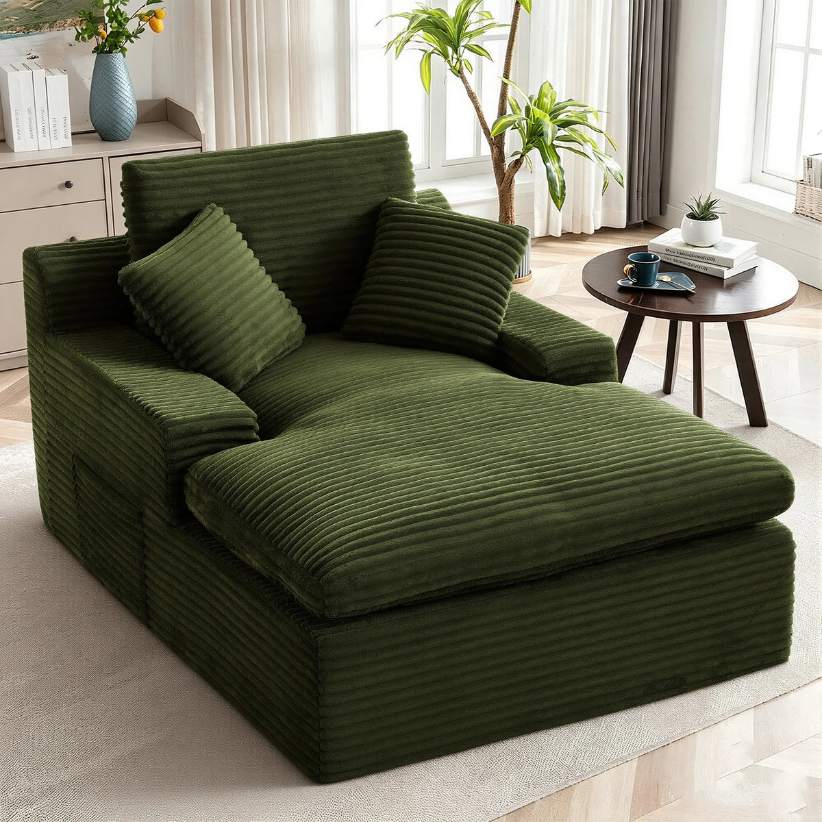 GAOHAPY Corduroy Modular Sectional Sofa With Chaise Lounge