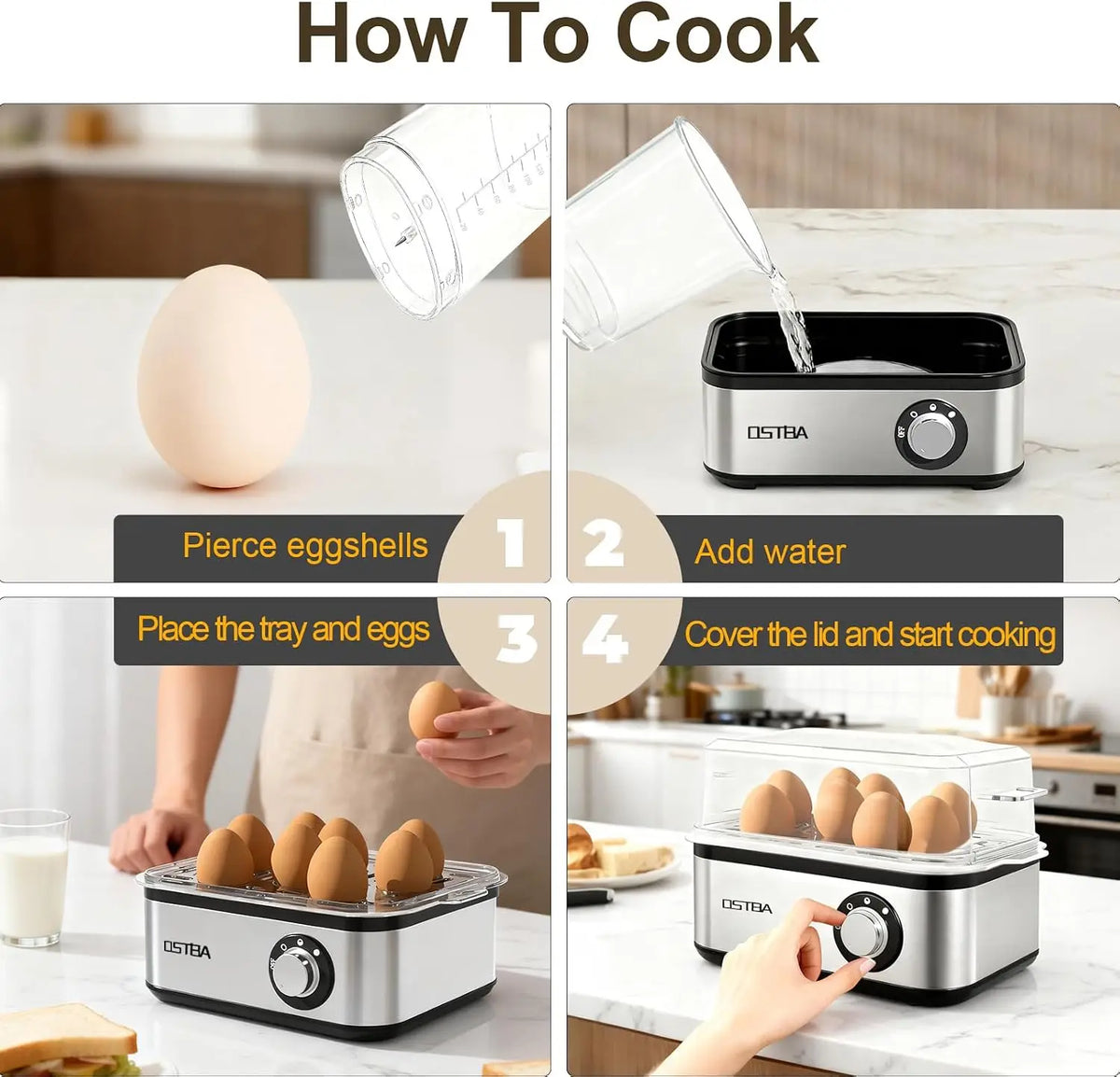 Ostba Electric Egg Cooker For Eight Perfect Hard Boiled Eggs