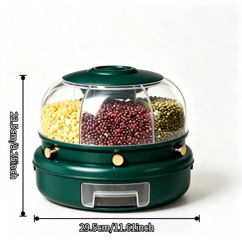 ONENOBLE 360 Rotating Six Compartment Cereal Dispenser With Pullout Tray