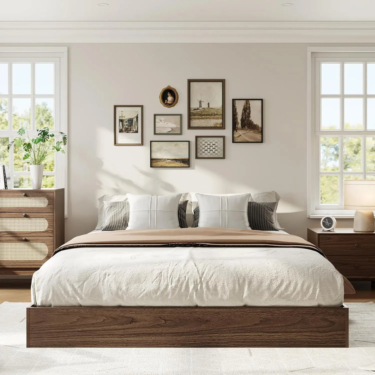 Modern Wooden Platform Bed Frame With Durable Support Slats
