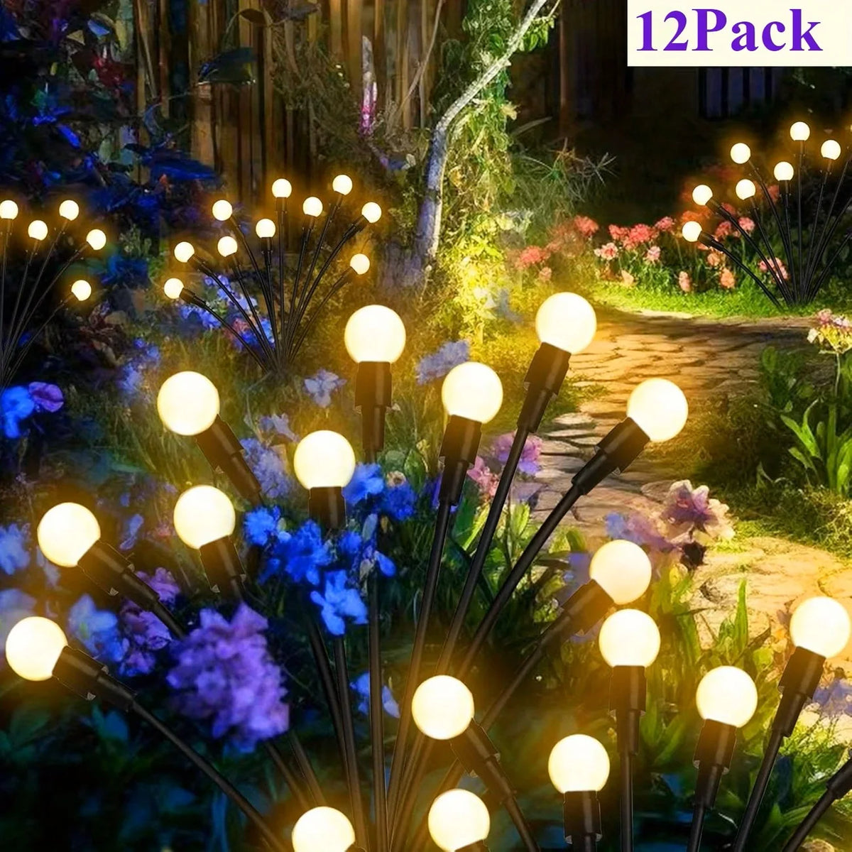 Dual Mode Solar Firefly Garden Lights For Outdoor Landscaping Decor