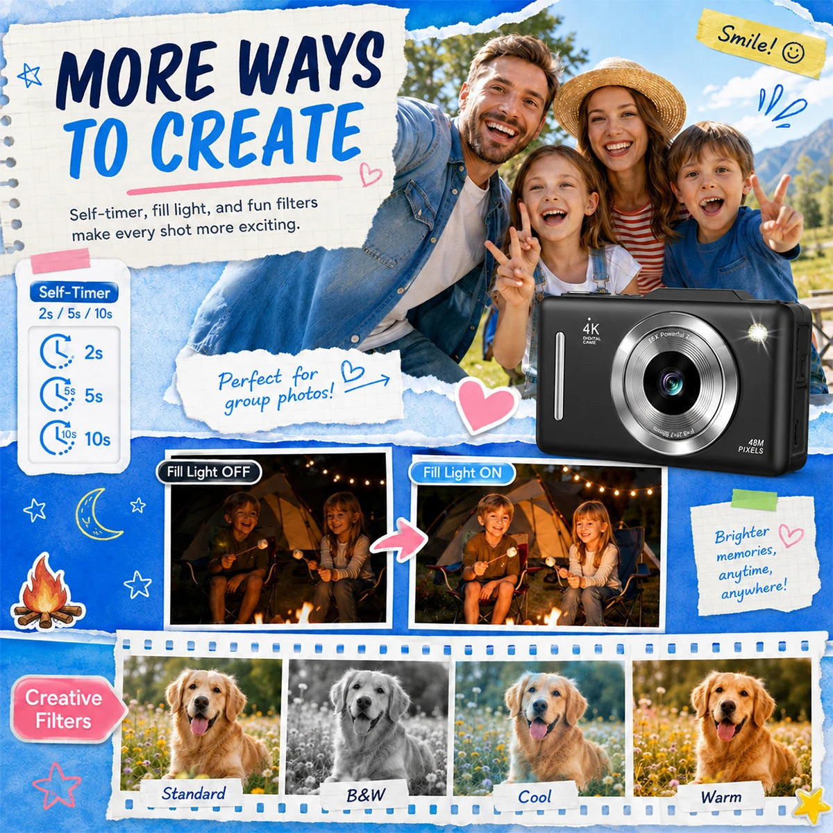 Compact 4K Digital Camera With Zoom For Students And Travel