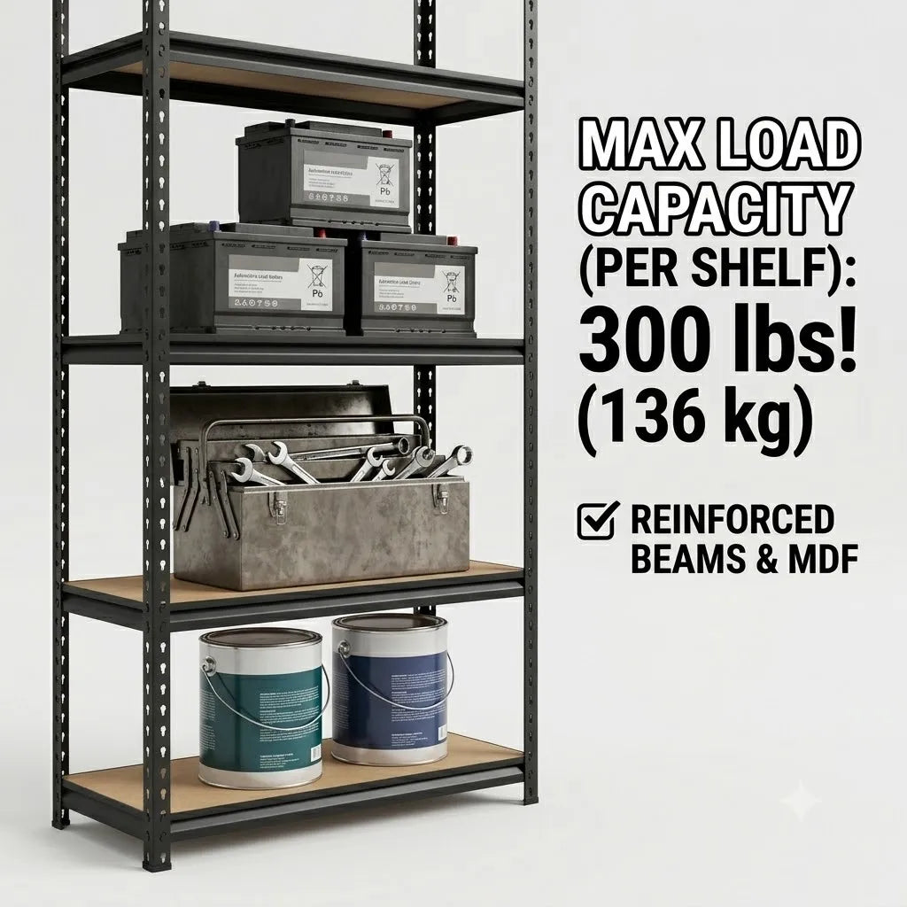 Five Tier Heavy Duty Metal Storage Rack For Garage Organization