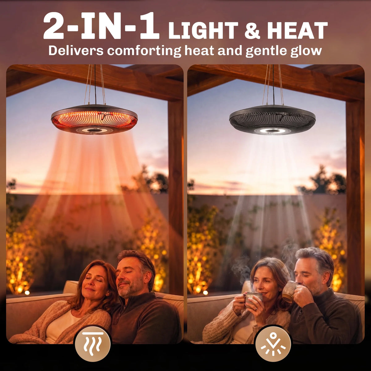 Outsunny Electric Patio Heater With LED Light And Dual Heat