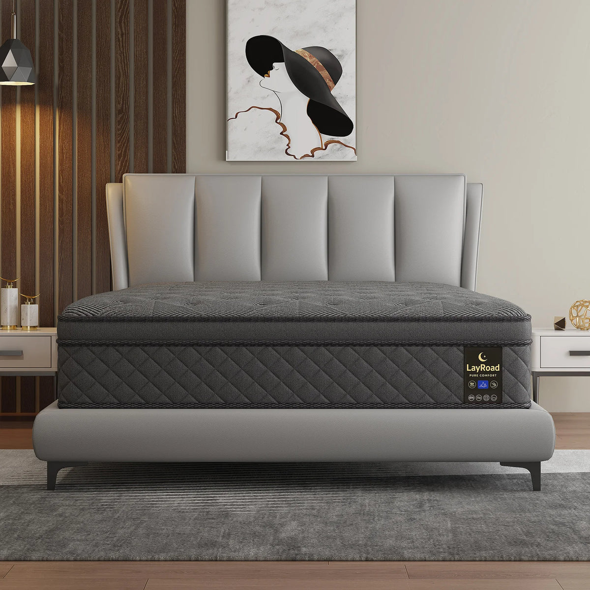 LAYROAD Memory Foam Hybrid Mattress With Pocket Springs Medium Firm