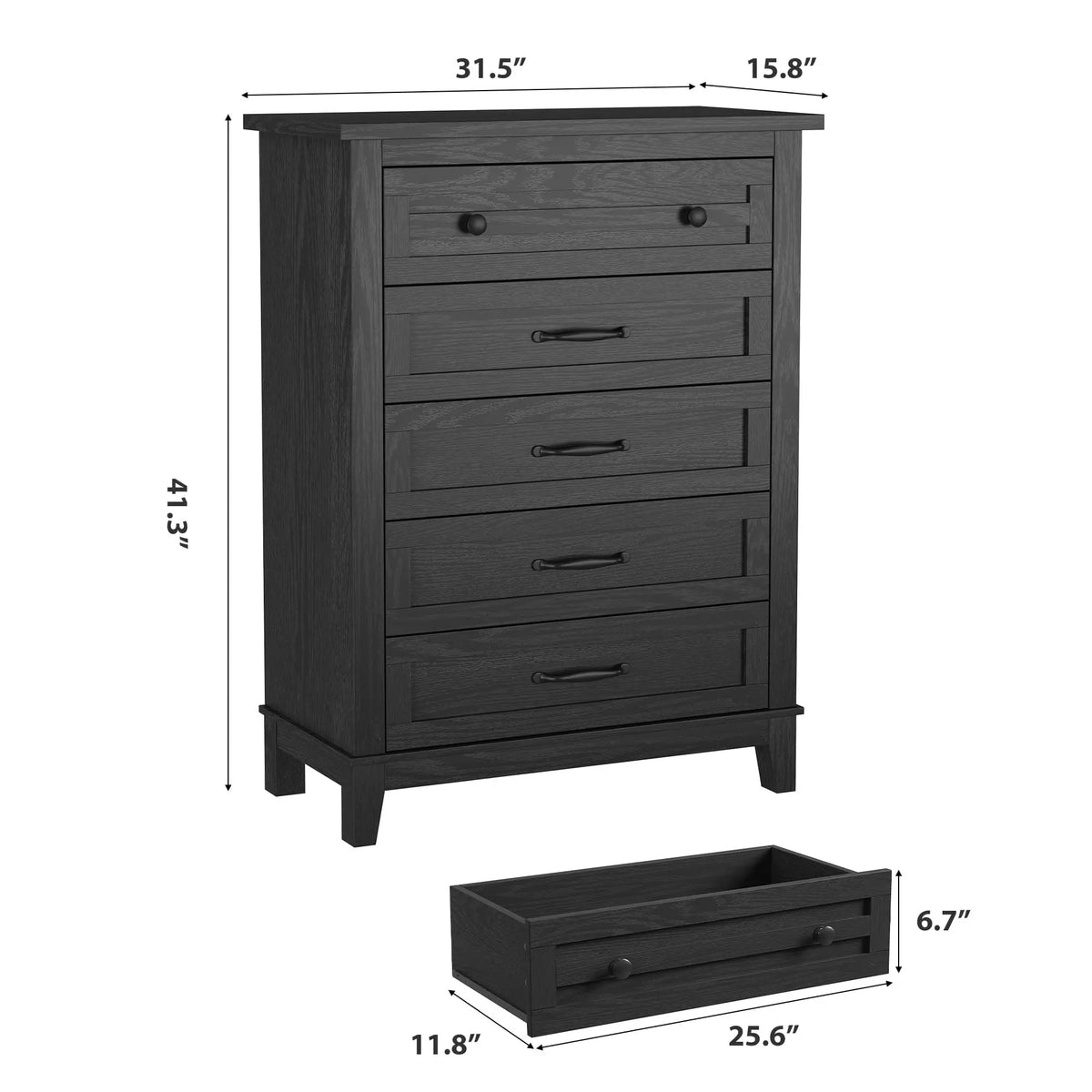 Modern Wooden Chest With Five Drawers And Spacious Storage