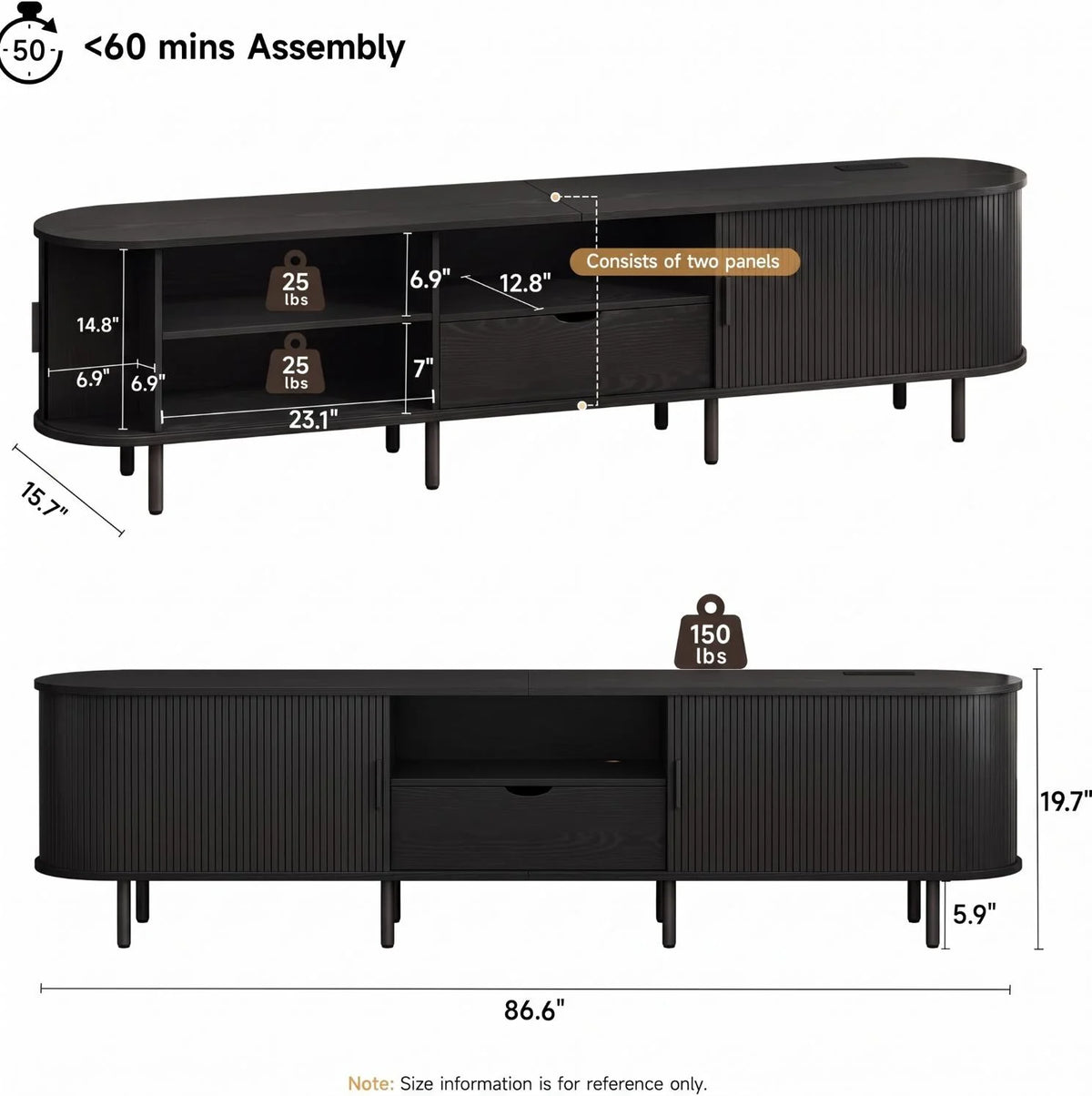 ONBRILL TV Stand With Power Outlet For Living Rooms