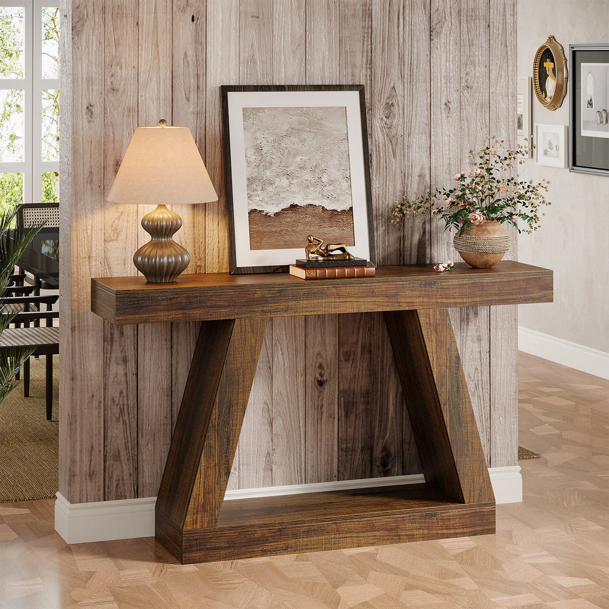 Tribesigns Rustic Industrial Console Table With Storage for Entryway and Living Room
