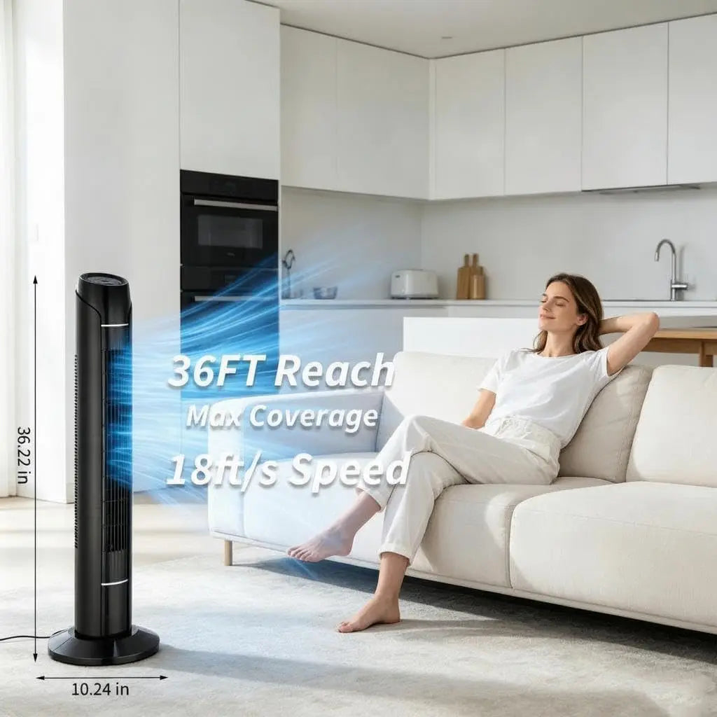 Upgraded DC Motor Tower Fan With Remote And Touchscreen