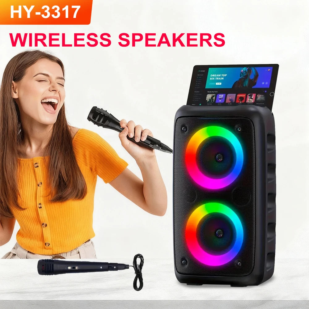 ZNLYRION Portable Bluetooth Karaoke Speaker With RGB Lighting TWS Stereo