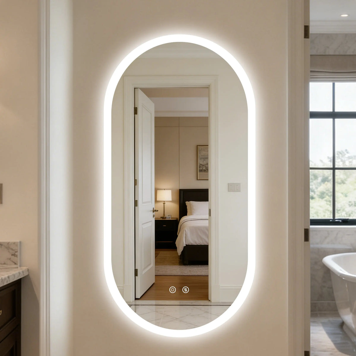 BORWART Smart LED Bathroom Mirror With Anti Fog Dimmable Lighting