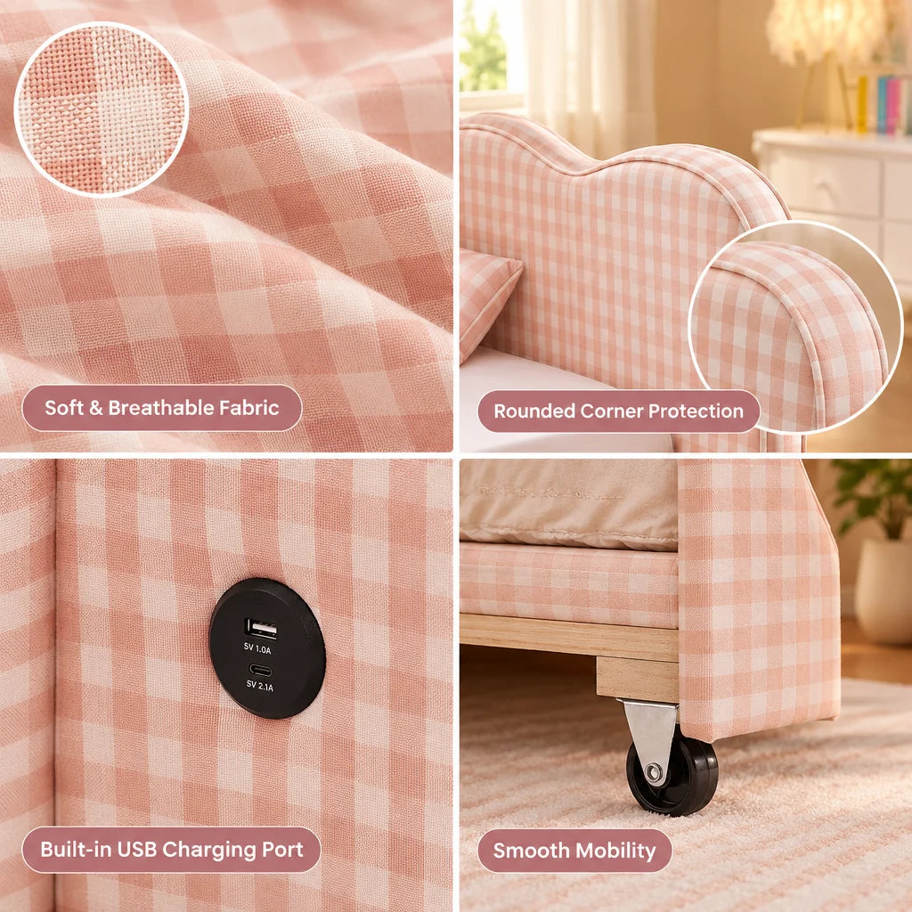 Daybed Sofa Bed With Trundle And Built In USB Charging
