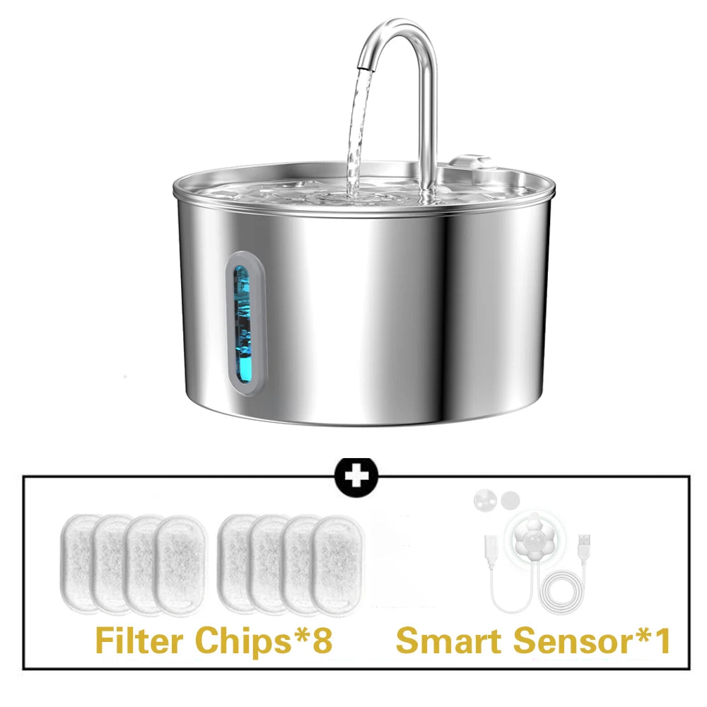 Stainless Steel Silent Pet Water Fountain For Cats And Dogs