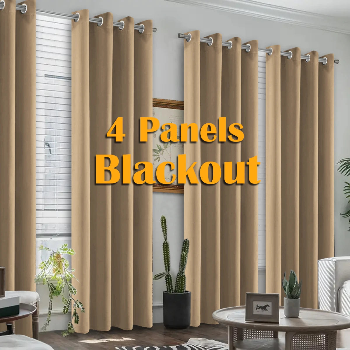 Blackout Thermal Insulated Grommet Curtains for Bedroom and Living Room