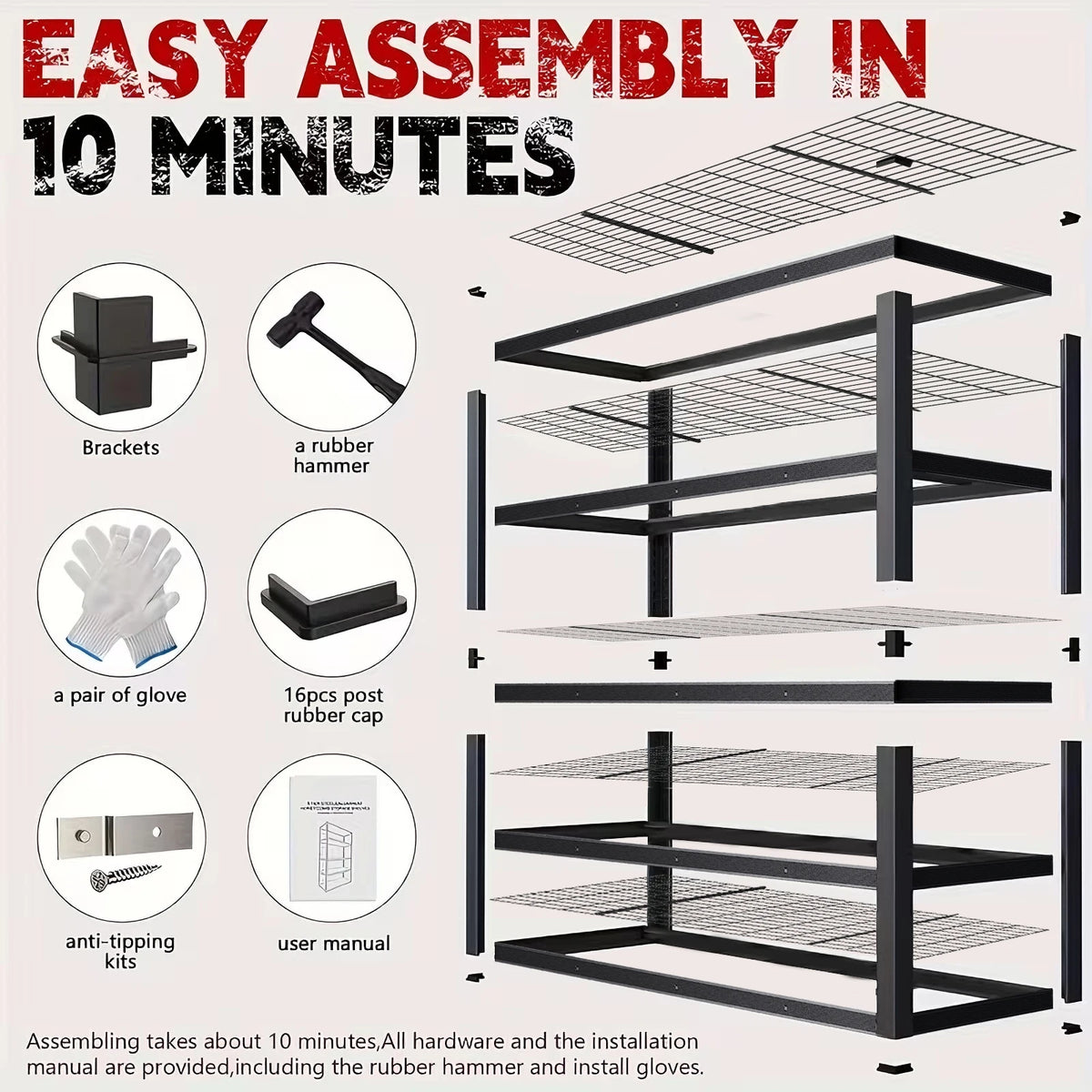 Heavy Duty Industrial Metal Storage Rack for Garage and Warehouse
