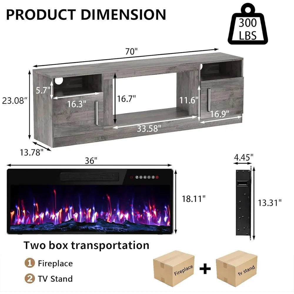 Ireplace Modern TV Stand With LED Lights And Remote Control