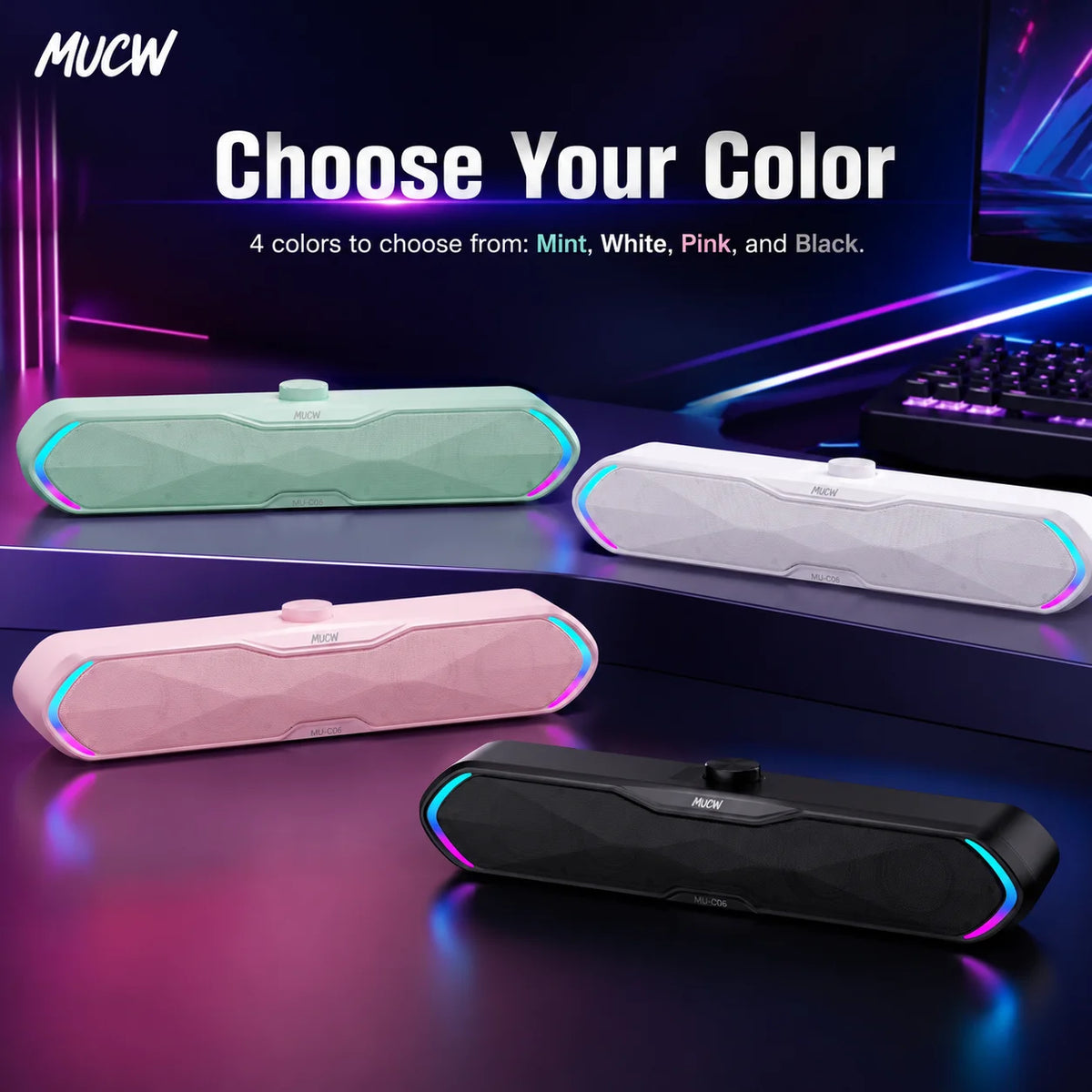 MUCW 6W Stereo Bluetooth Desktop Soundbar With USB Connection