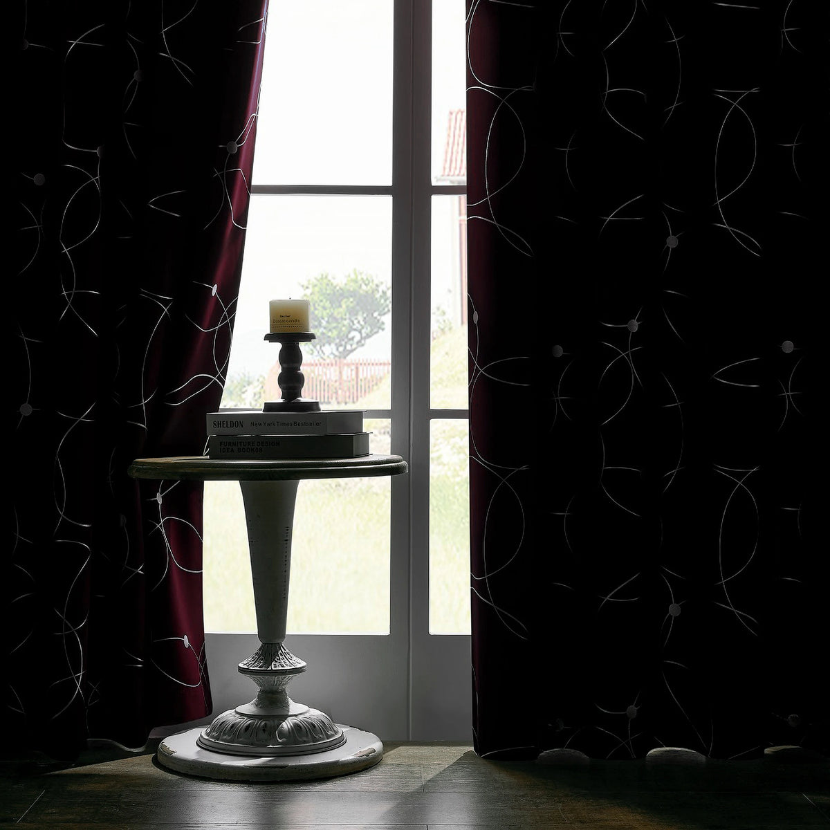 Premium Thermal Blackout Curtains With Grommets And Decorative Foil Print