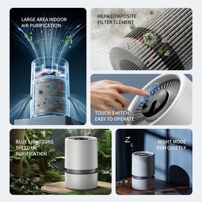 ZNLYRION Mini Desktop Air Purifier With HEPA Filter And Aromatherapy
