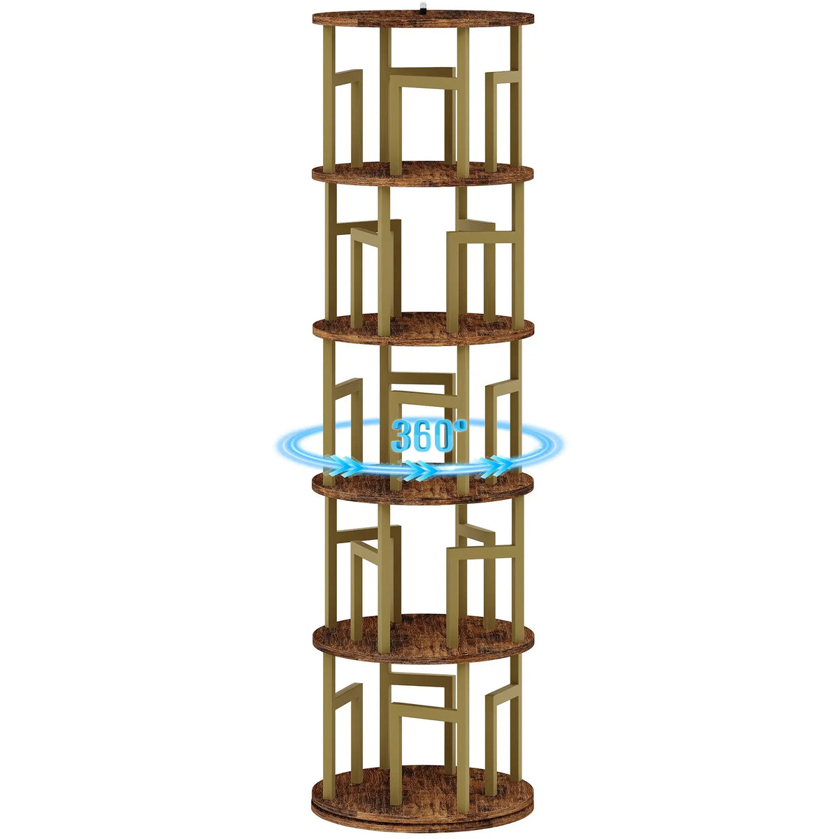 HiMISS 5 Tier Rotating Bookshelf Tower Corner Storage Shelf