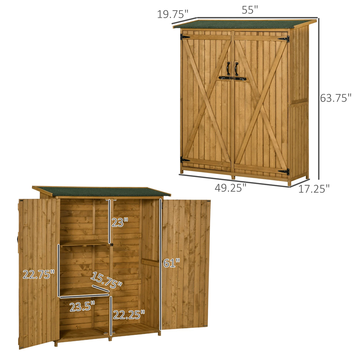 Outsunny Waterproof Garden Storage Shed With Shelves And Lock
