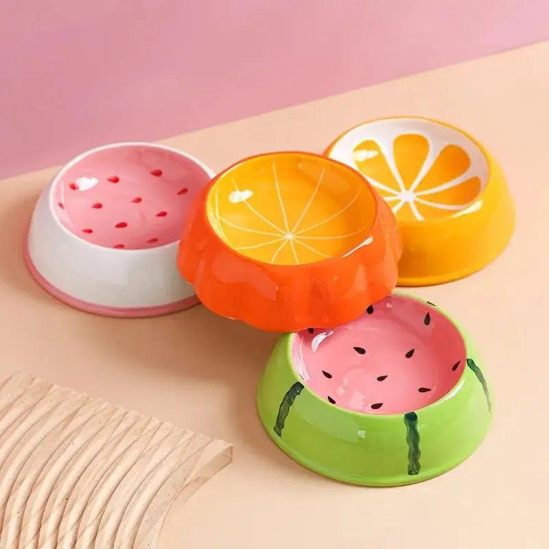 Ceramic Watermelon Shape Pet Bowl For Cats And Dogs