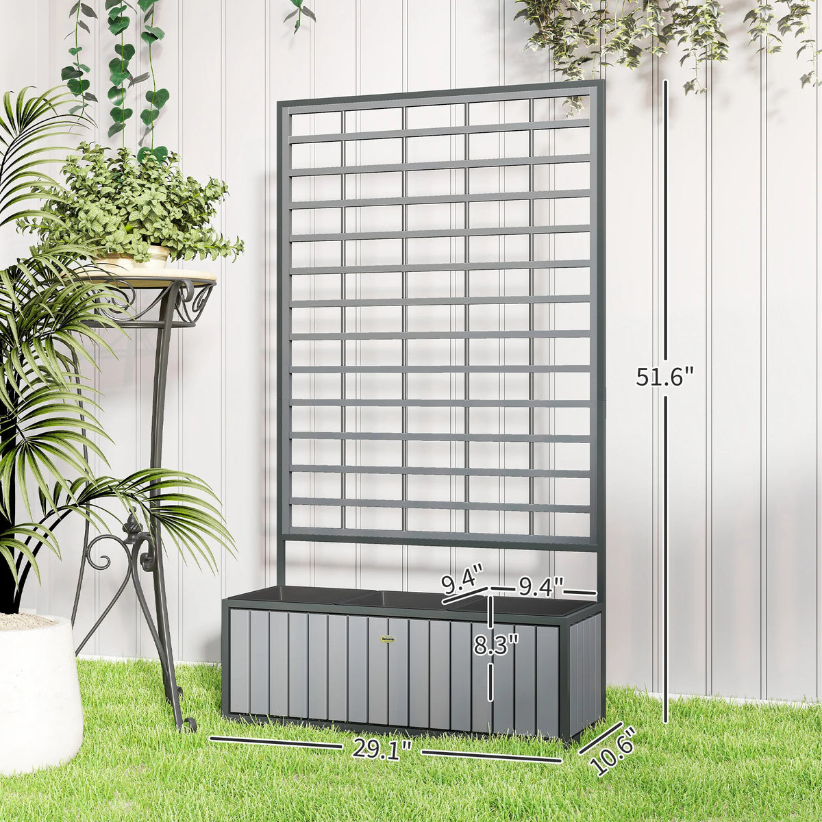 Outsunny Wooden Raised Garden Bed With Trellis And Removable Pots