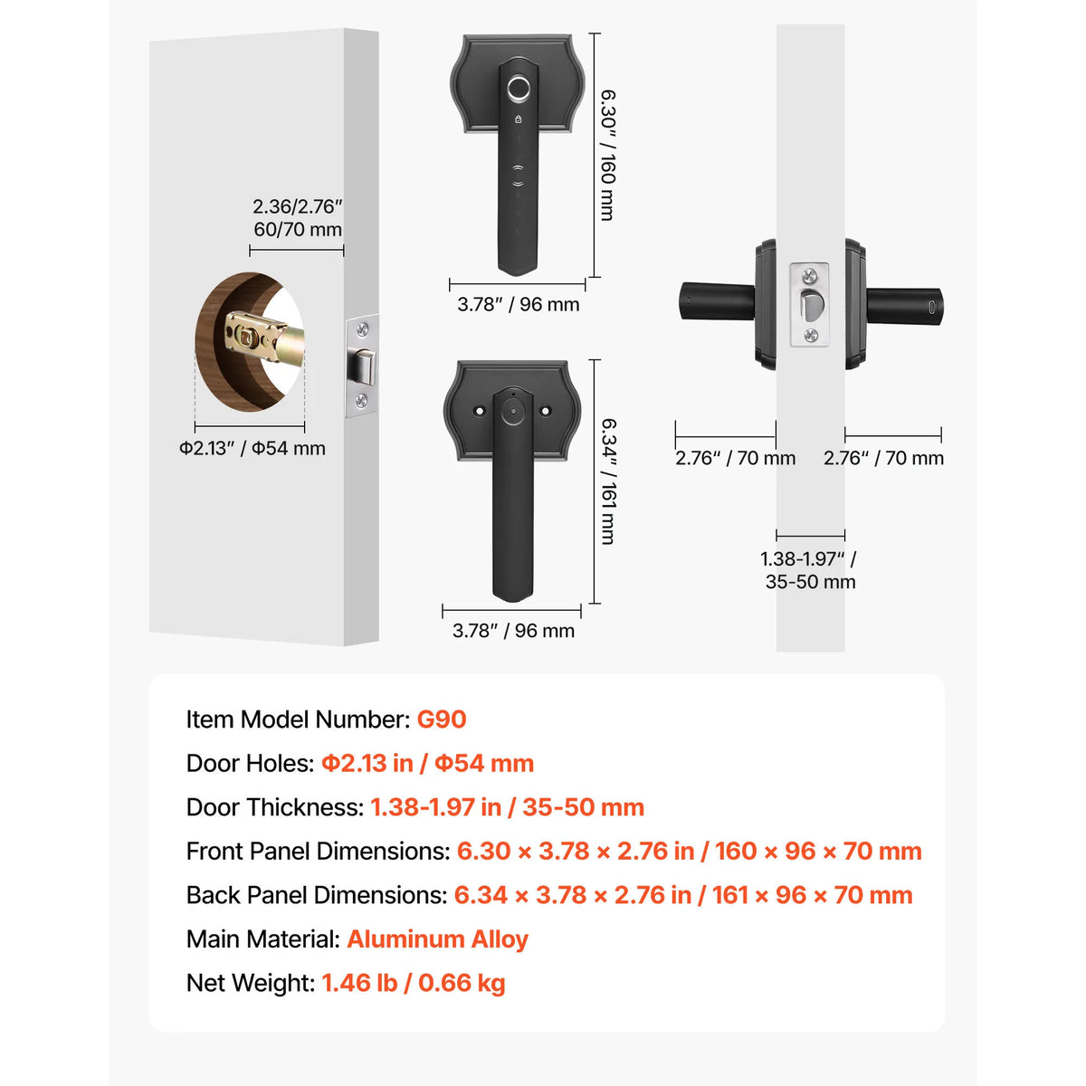 SucceBuy Fingerprint Touchscreen Electronic Door Lock With Auto Locking