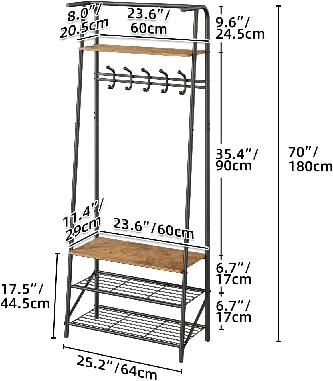 Twister CK Freestanding Entryway Coat Rack With Shoe Bench