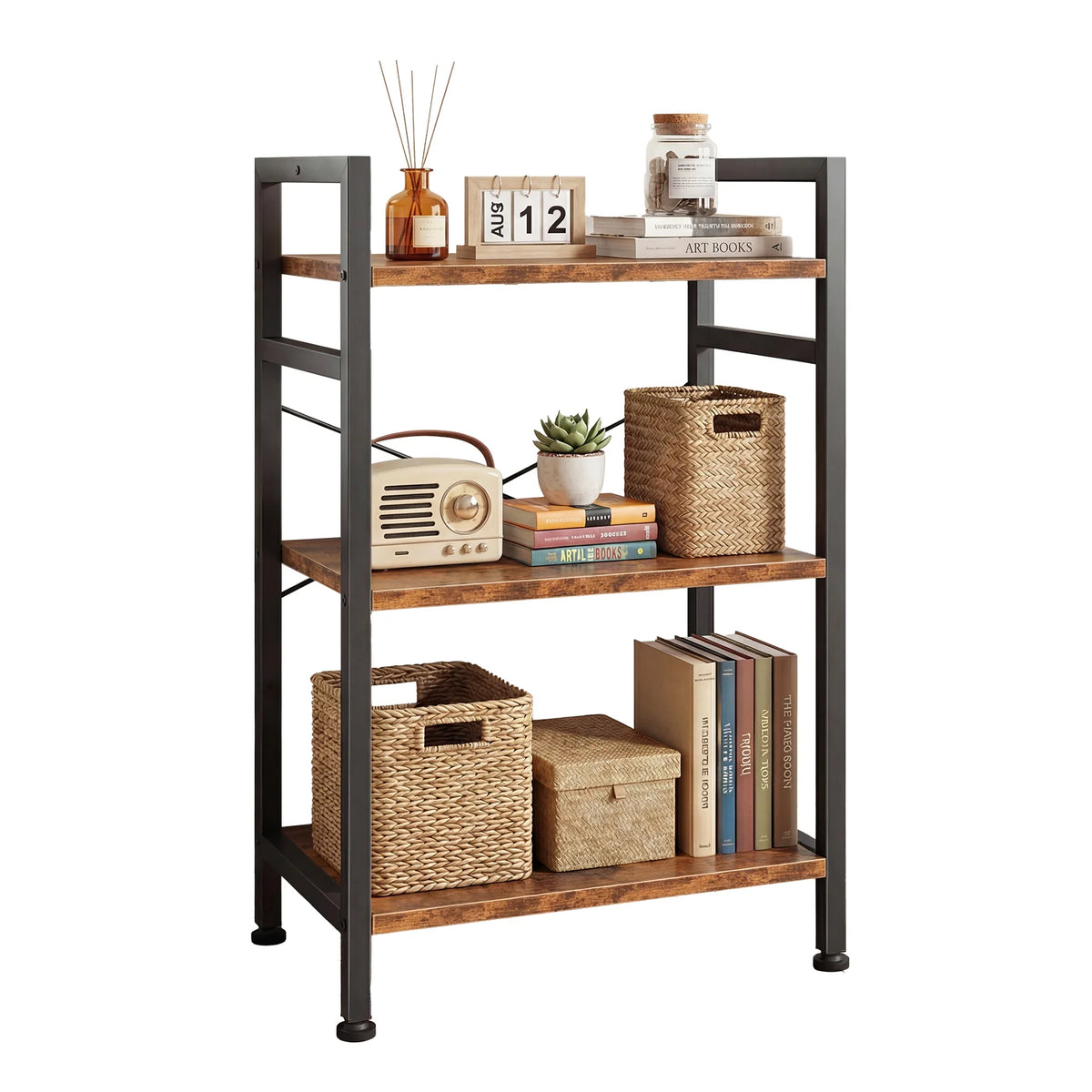 MCQ Wooden Bookshelf With Graduated Shelves And Adjustable Feet