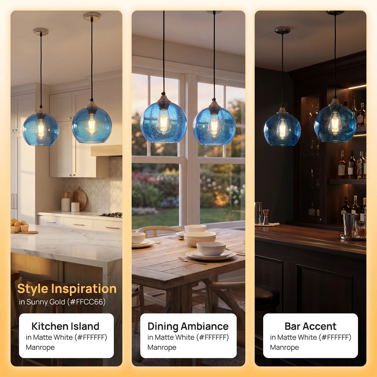 ARLGSITE Modern Bubble Glass Pendant Light With Adjustable Hanging Cord