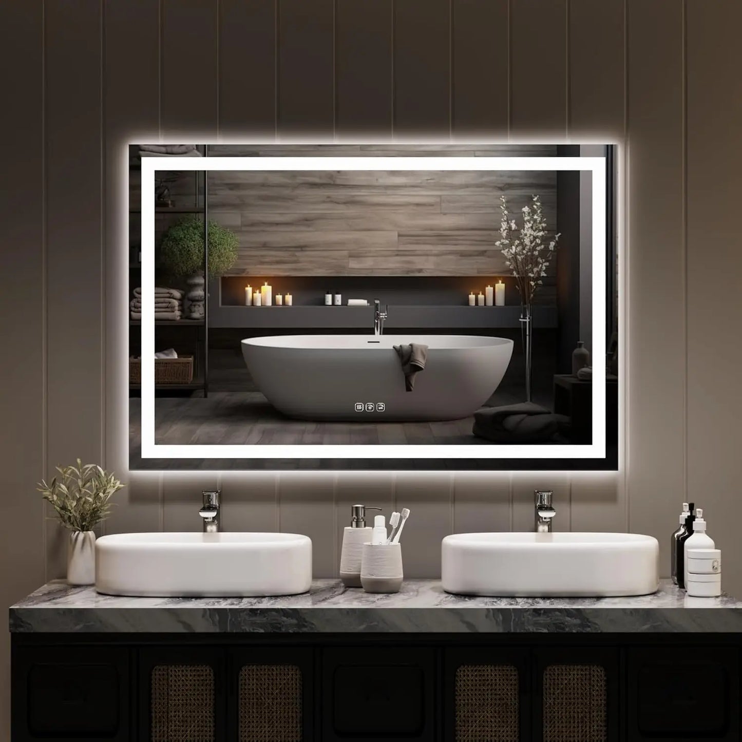 Twister.Ck Led Bathroom Mirror With Anti Fog And Dimmable Light