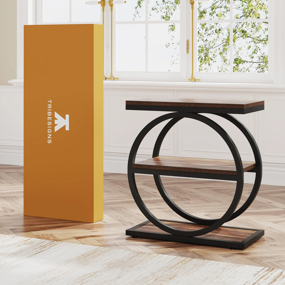 Tribesigns Industrial End Table With Three Storage Shelves For Sofa