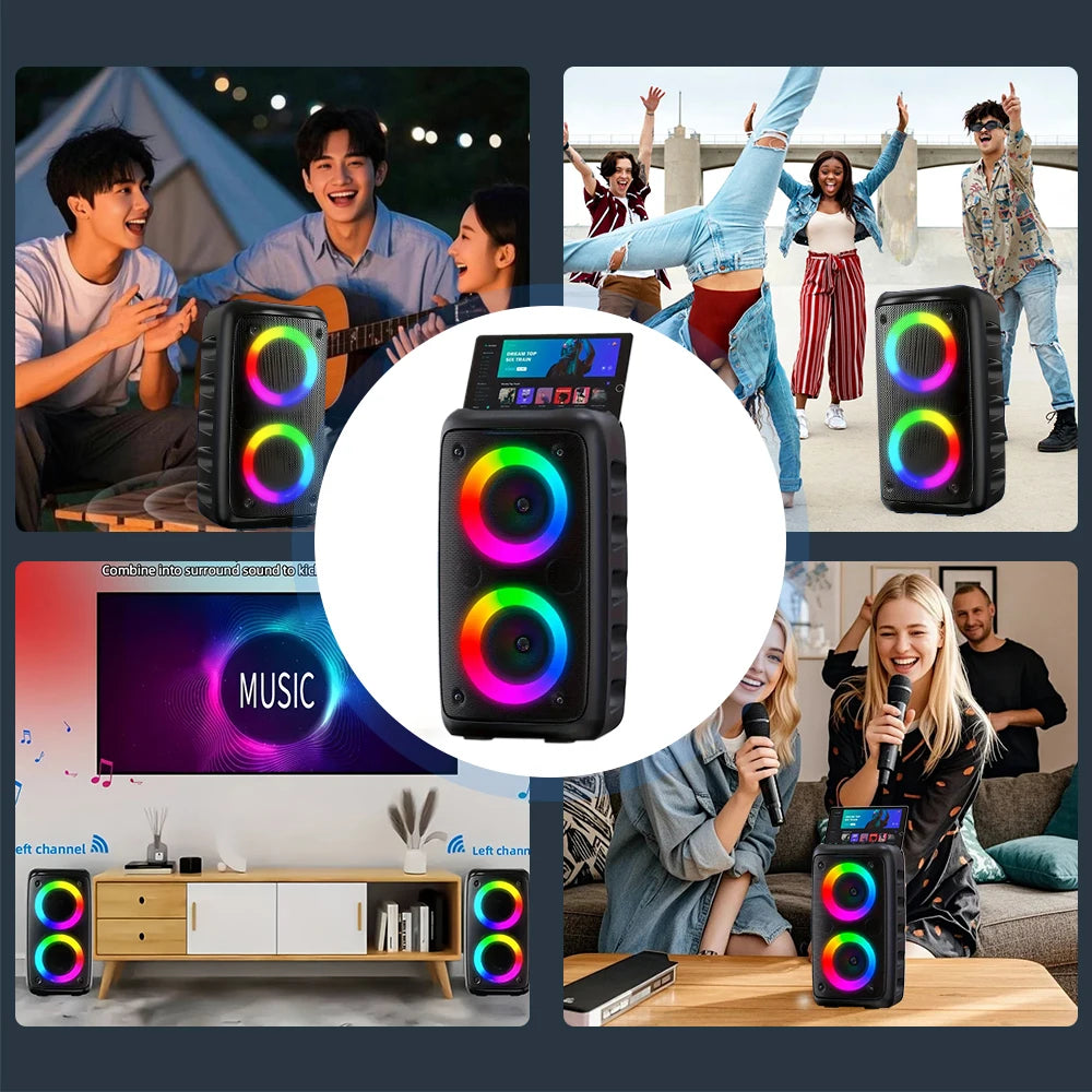 ZNLYRION Portable Bluetooth Karaoke Speaker With RGB Lighting TWS Stereo