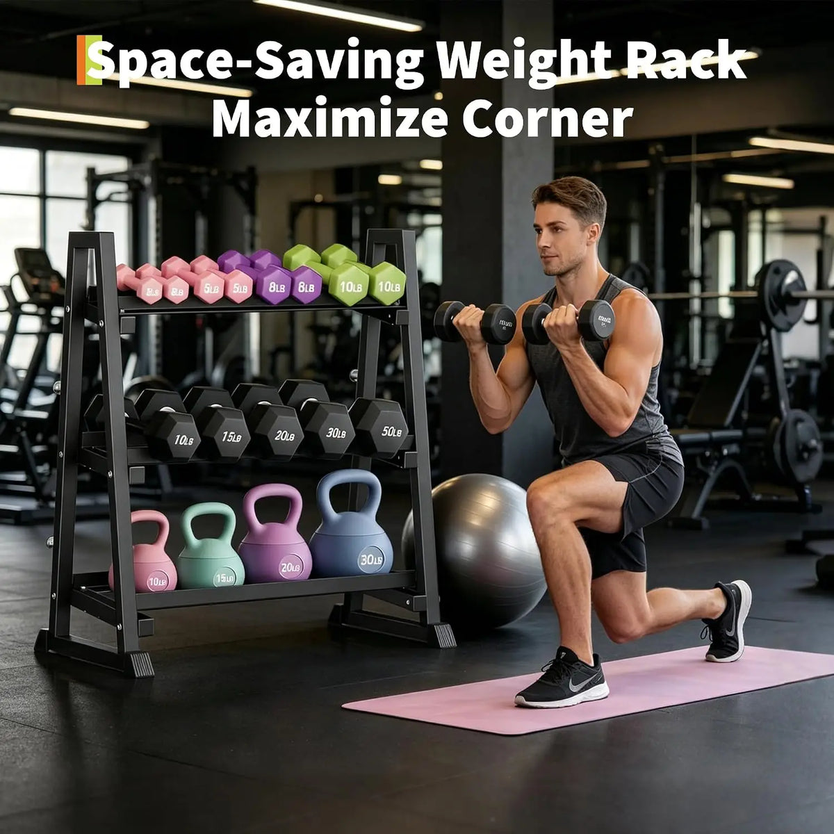 Garvee Heavy Duty Three Tier Dumbbell Rack Stand Organizer