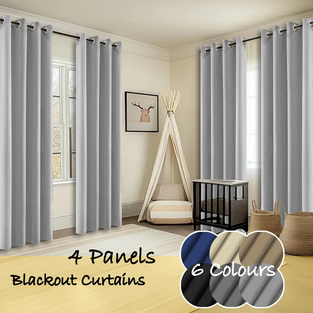 Thermal Insulated Blackout Curtains With Ring Top Panels