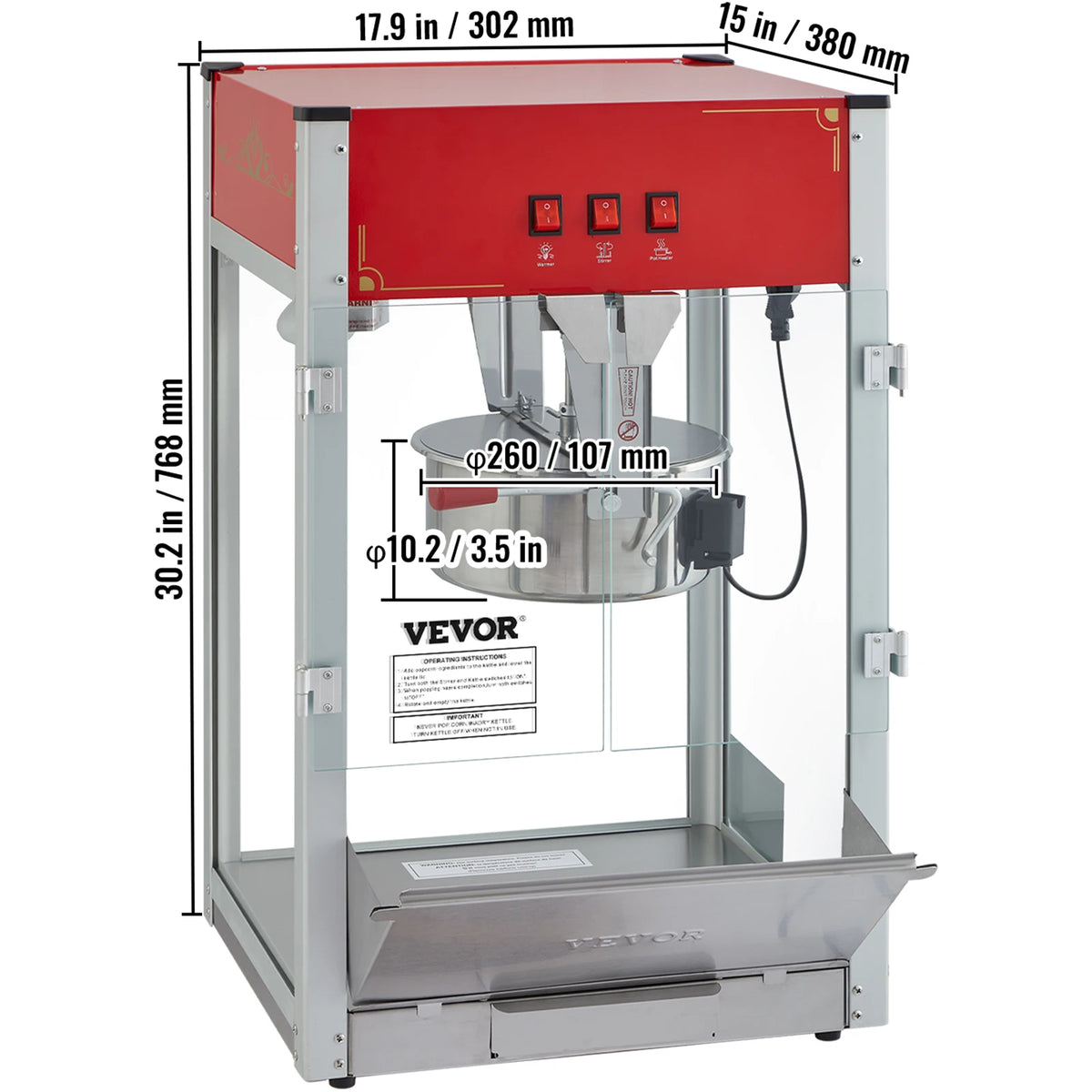 SucceBuy Commercial Electric Popcorn Maker With Stainless Steel Heating Tube