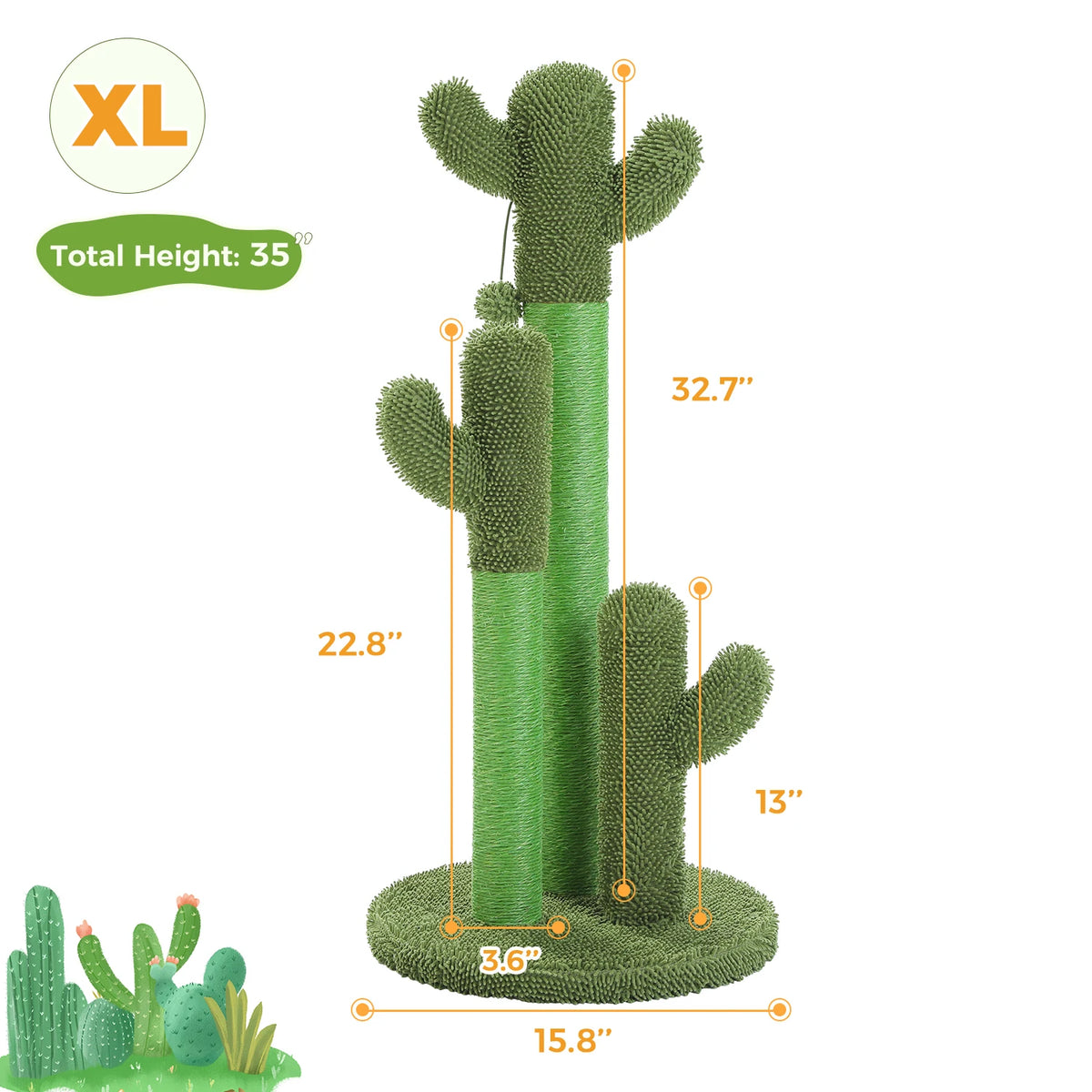 Pequlti Cactus Cat Tree With Cozy Condo And Scratching Post