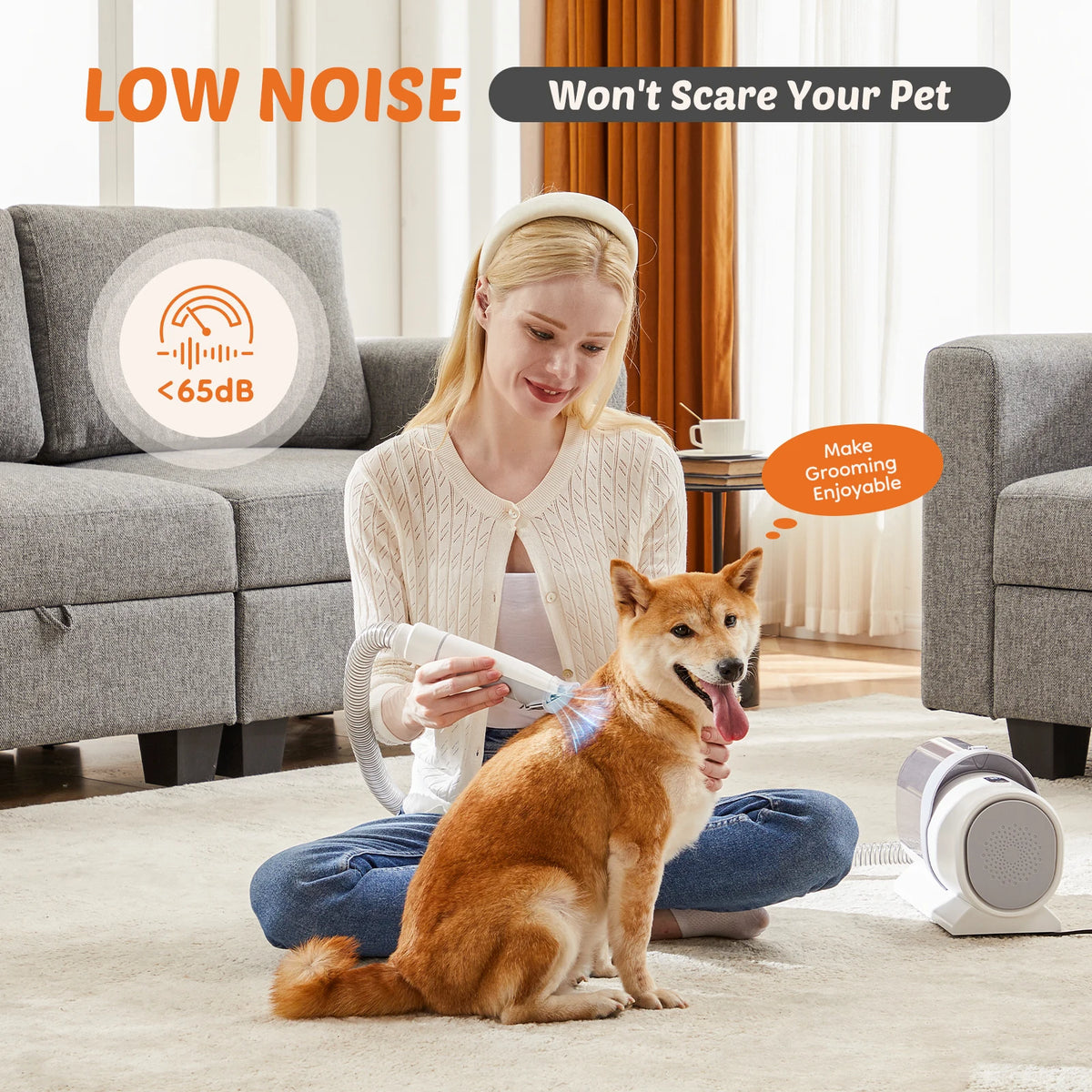 Sweetcrispy Cordless Pet Grooming Vacuum Kit With Quiet Clippers