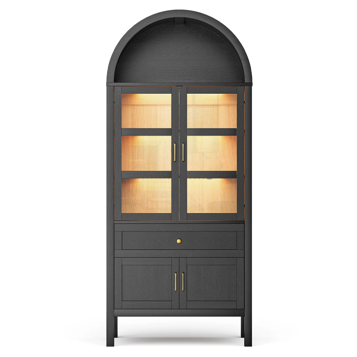 Cottinch Modern Arched Storage Cabinet With Adjustable Wooden Shelves