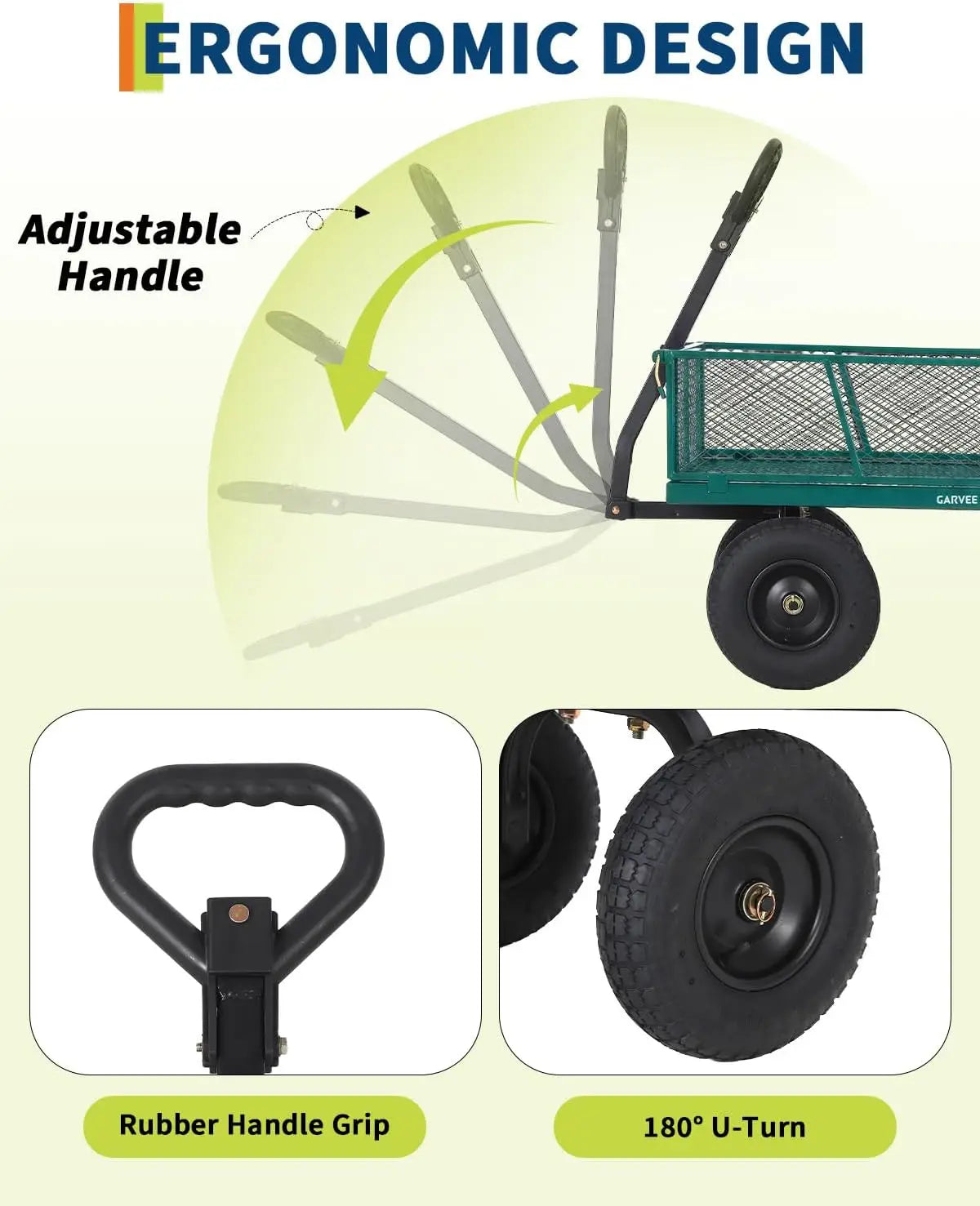 TWISTER.CK Heavy Duty Steel Garden Cart With Removable Mesh Sides