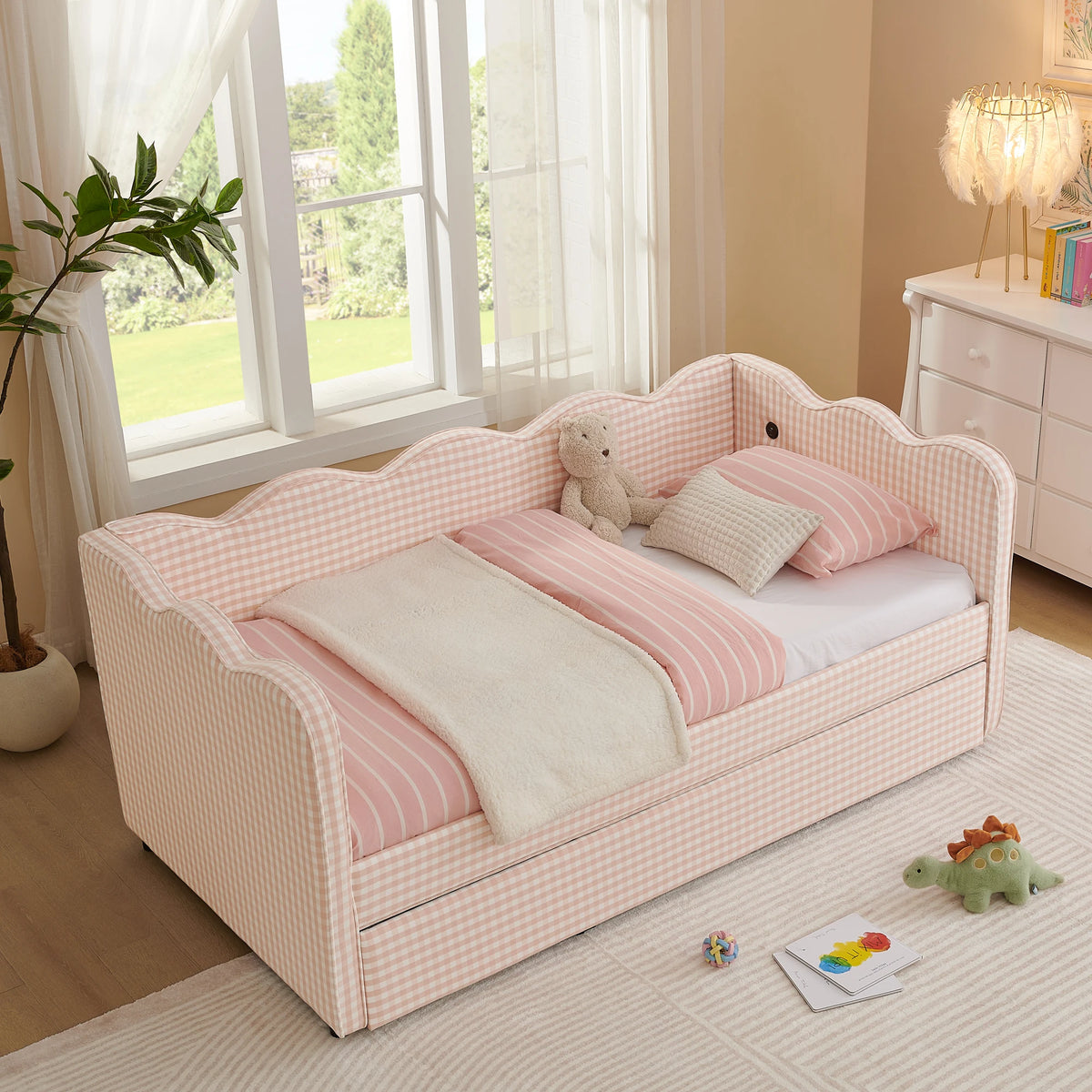 Daybed Sofa Bed With Trundle And Built In USB Charging