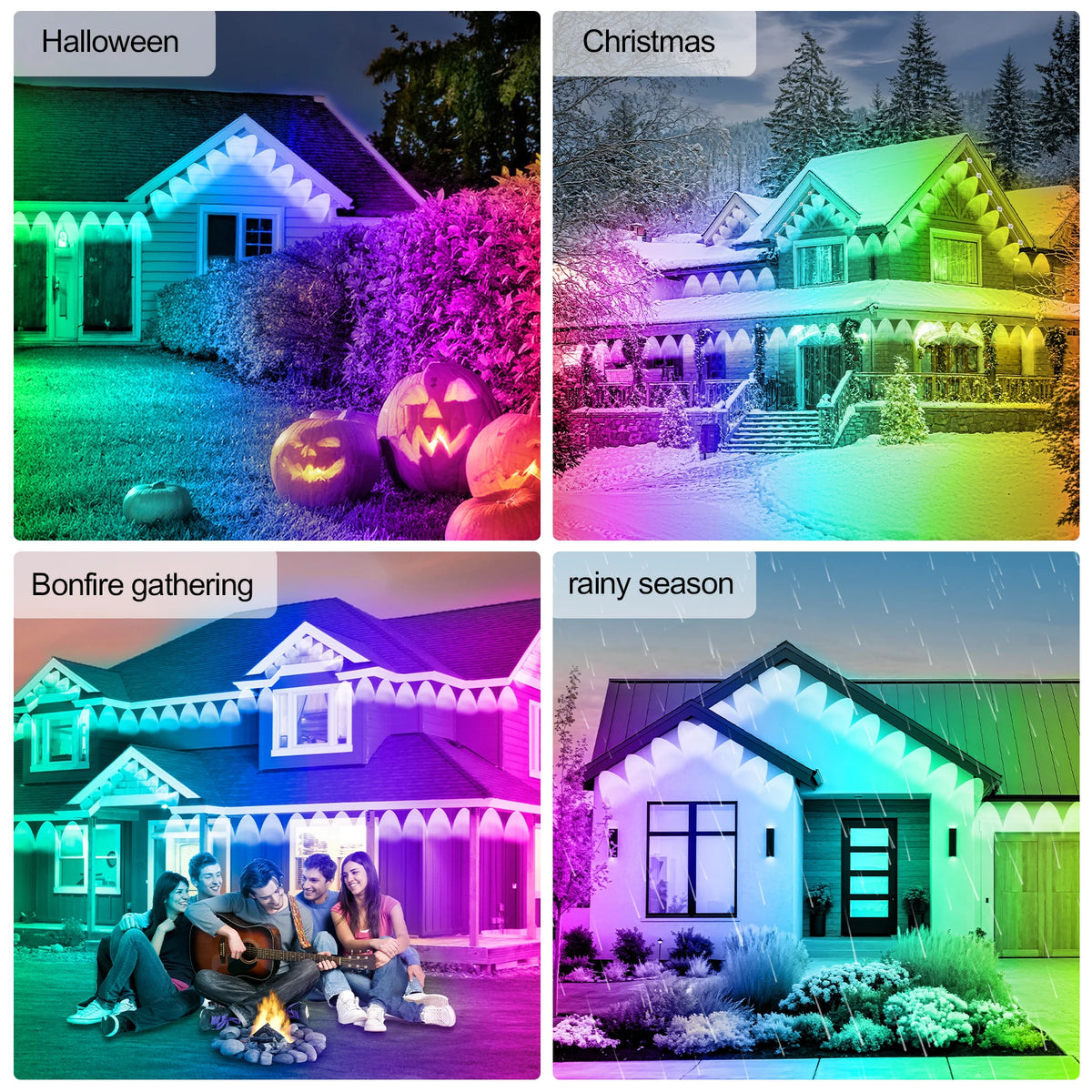 RCUICA Smart RGB Outdoor Eaves Lights With App Control Waterproof