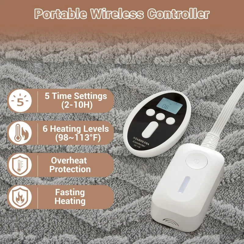 Dual Zone Electric Heated Blanket With Sherpa And Wireless Controller